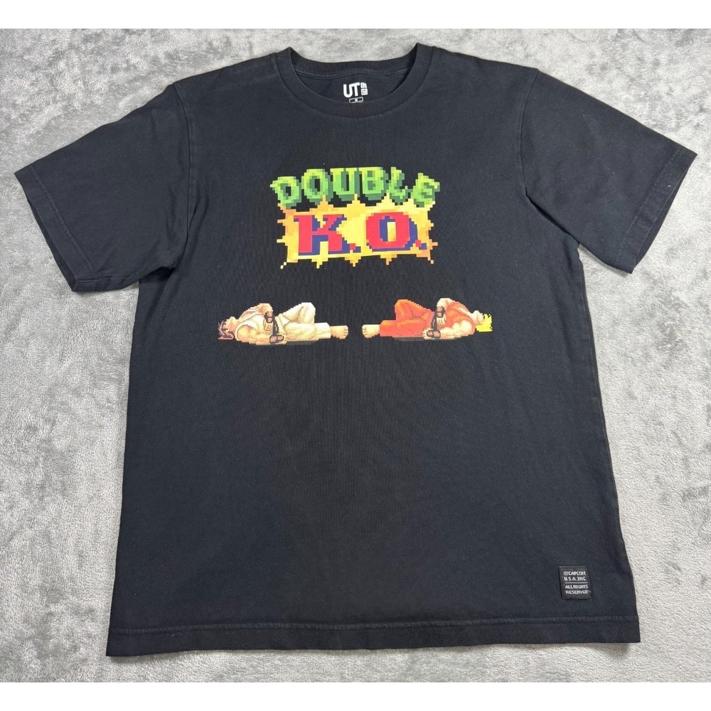 Uniqlo UT Street Fighter Double KO Capcom Graphic T-Shirt Black Men M 417272